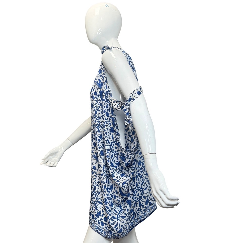Natalie Martin Hand Painted Batik‎ Draped Cover Up Mini Dress Cold Shoulder OS